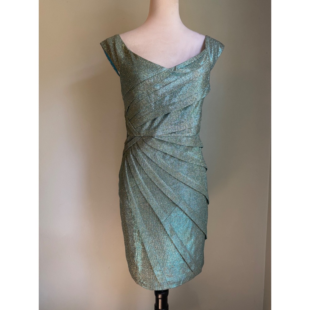 Mermaid Y2K nikibiki Teal Gold Metallic dainty bodycon Cocktail Dress mini boho